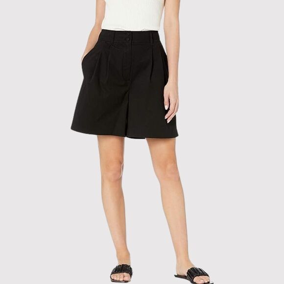 NWT Rebecca Taylor Women Shorts Black Hi Rise Pleated Lightweight Stretch Size 2 - Picture 1 of 10